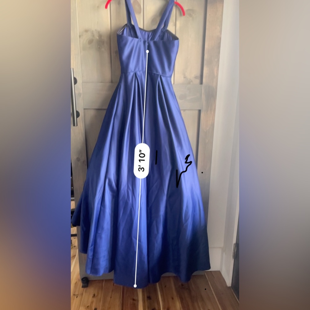 Blue Halter Sleeveless A-line Prom Dress - Picture 6 of 7